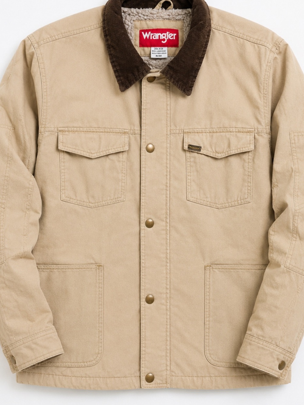 Wrangler Tan Canvas Jacket with Brown Corduroy Collar